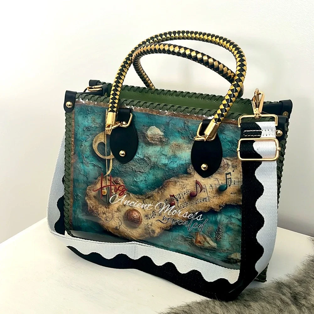 *SOLD* CHiP Bags modern style journey mountains ancient map compass tote purse - Picture 3 of 15